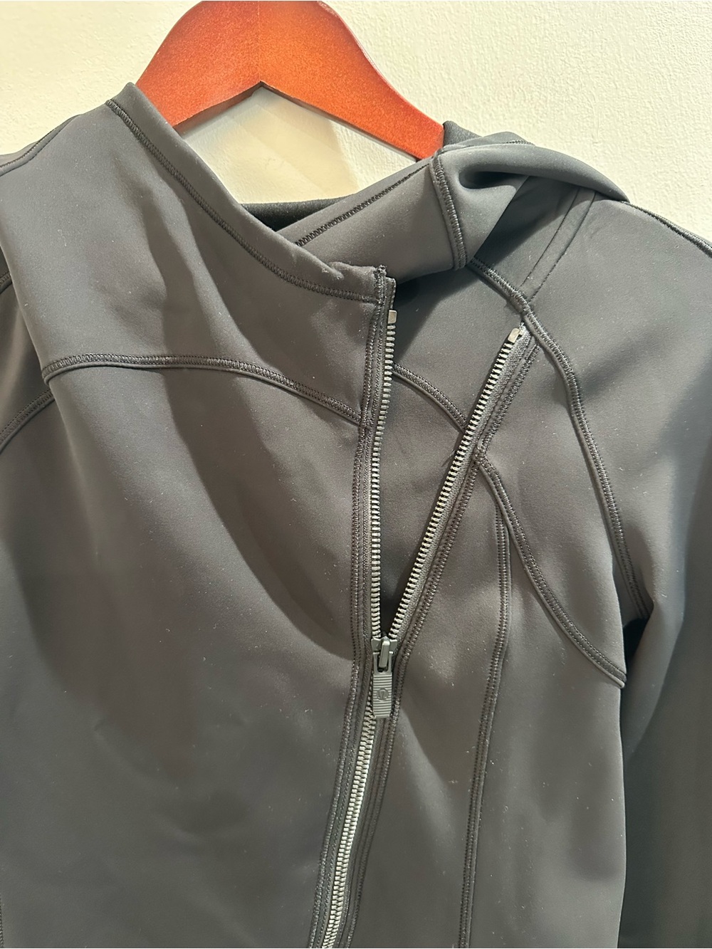 Lululemon Black Align Asymmetrical Zip Front Hooded Jacket Sz 4 - Picture 2 of 8